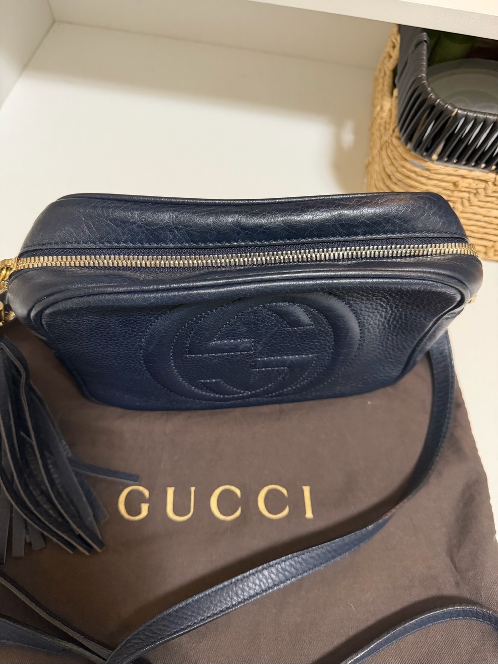 Authentic GUCCI Blue leather Soho Disco Crossbody Bag & dust bag - Picture 6 of 16